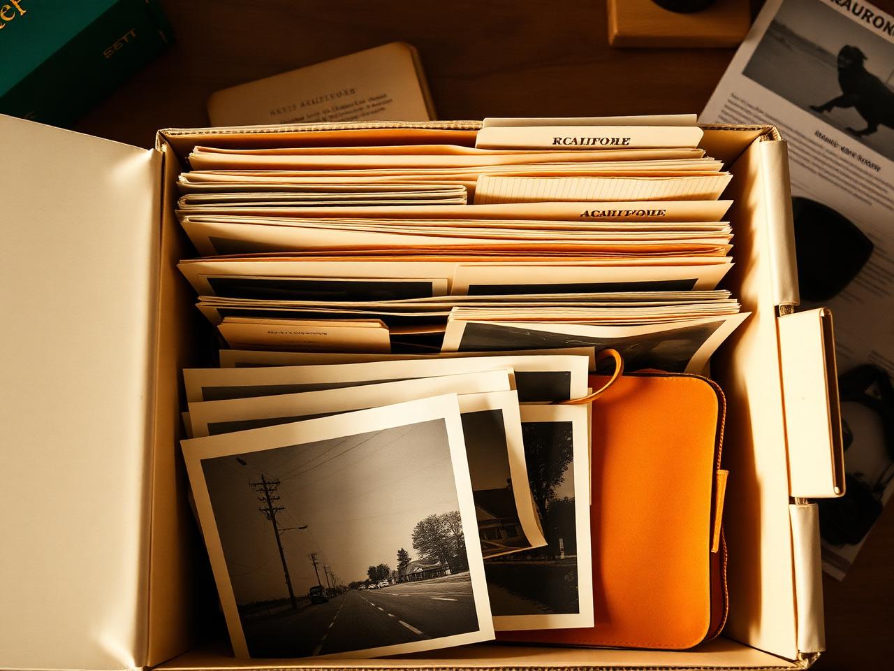 Archival preservation kit with acid-free sleeves and old photographs